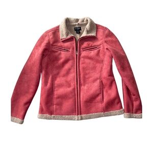 Bit & Bridle Pink Faux Suede Sherpa-Lined Jacket